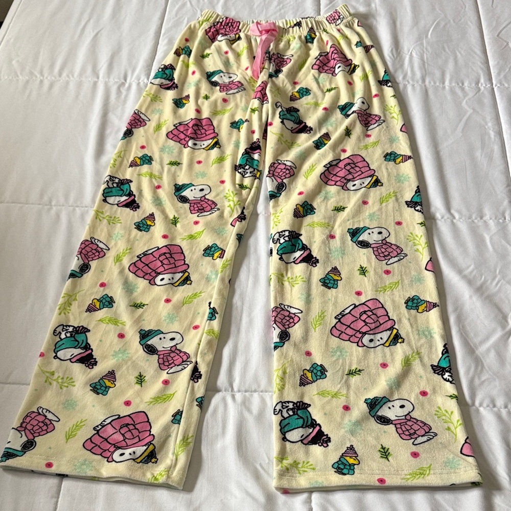 Peanuts Women's Pajama Pants - Cream with Cartoon Print